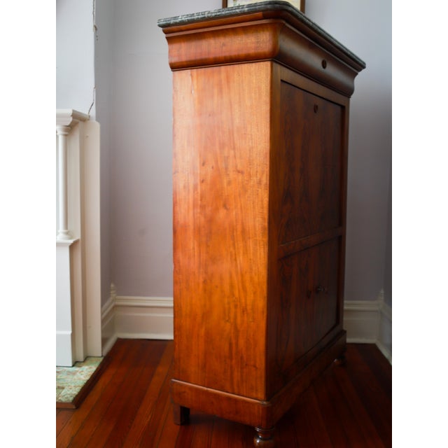 19th C French Louis Philippe Secretary Desk, Secretaire À Abattant With Black Marble Top For Sale - Image 12 of 18