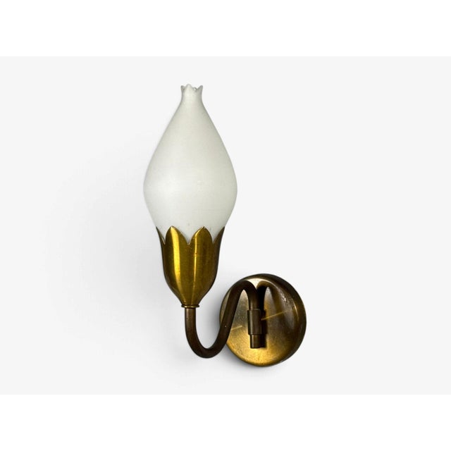 Fog & Mørup, Eight Wall Lights, Brass, Glass, Denmark, 1950s For Sale - Image 9 of 15