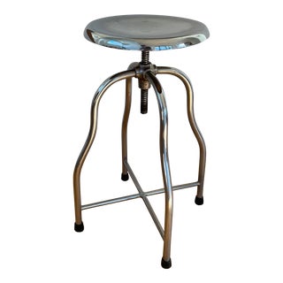 Vintage Adjustable Height Industrial Stool With Chrome Finish For Sale