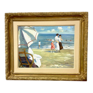 Charming Seaside Subject Oil Painting