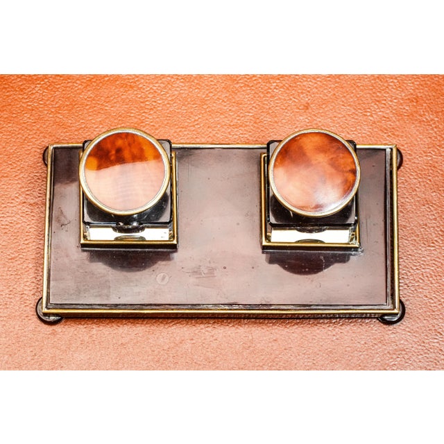 Luxury European Antique Art Deco Desk Inkwell Double Inkstand For Sale - Image 4 of 16
