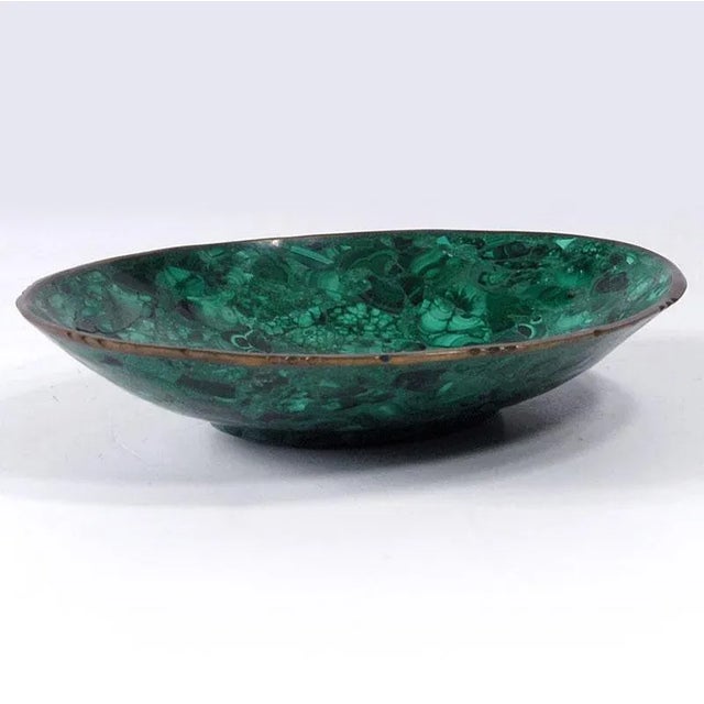 1960s Vintage Malachite and Brass Bowl, 1960s For Sale - Image 5 of 9