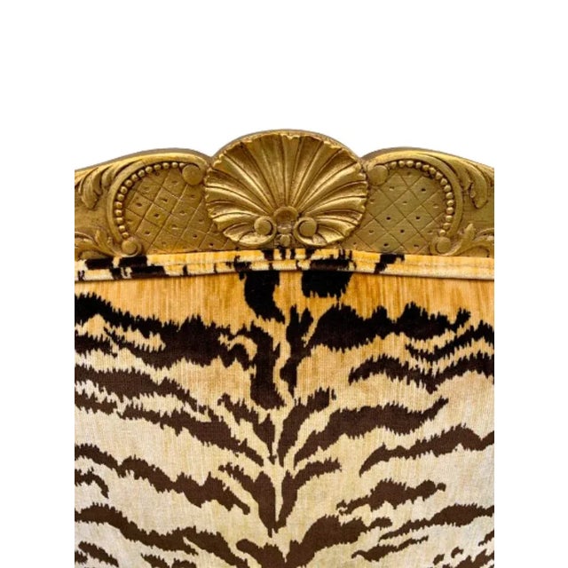 French Regency Giltwood Fauteuil Lounge Chair in Scalamandré Le Tigre Tiger Silk Velvet For Sale - Image 4 of 13