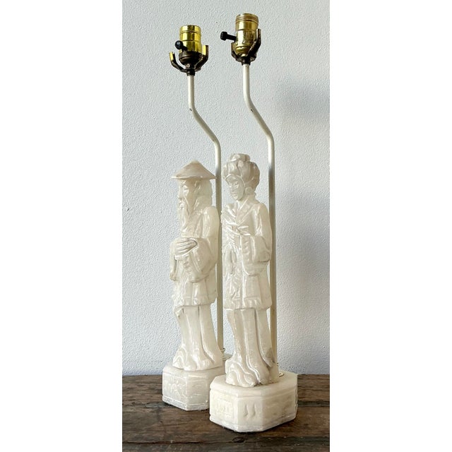 Vintage Asian Carved Stone Couple For Sale In West Palm - Image 6 of 12