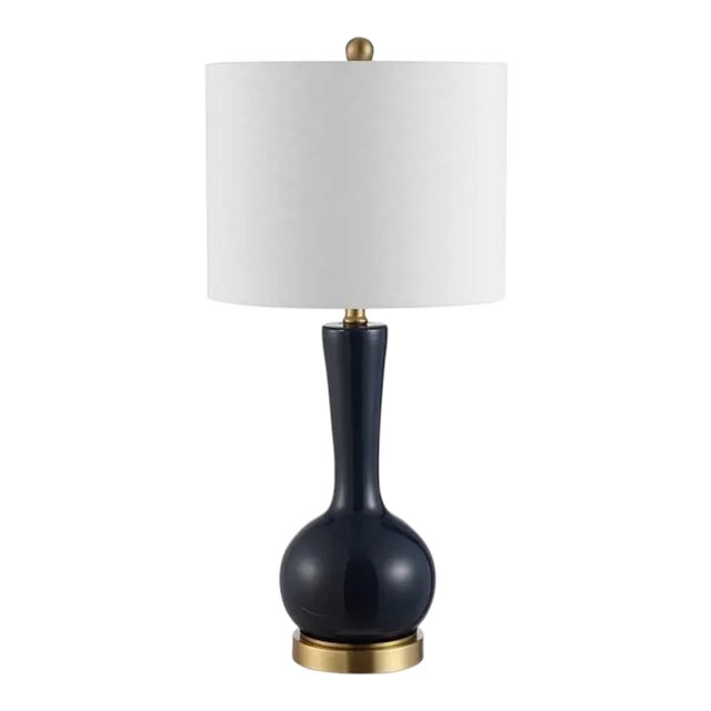 Safavieh Gaetna Glass Table Lamp - Navy For Sale