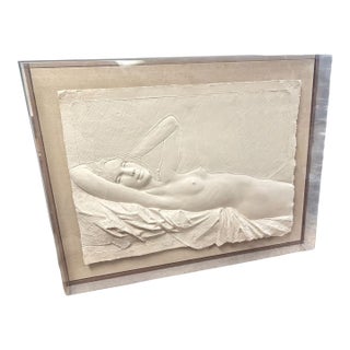 1970s Frank Gallo Reclining Nude 3d Paper Relief Wall Sculpture 95/200 For Sale