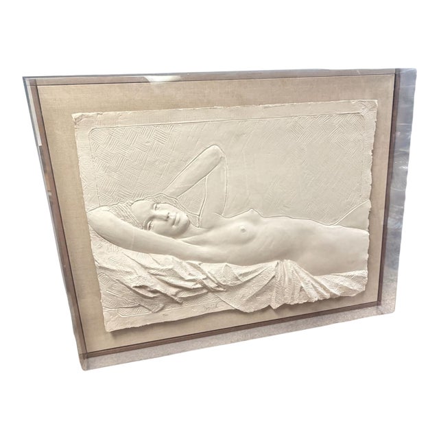 1970s Frank Gallo Reclining Nude 3d Paper Relief Wall Sculpture 95/200 For Sale