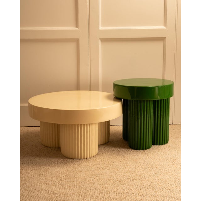 Cream and Green Nesting Tables, 1980s, Set of 2 For Sale - Image 3 of 11