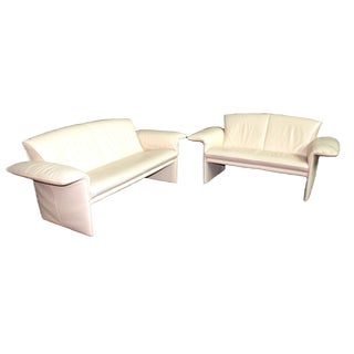 Leather Cream White Jr 2700 Sofas in 2 Sizes from Jori, Set of 2 For Sale