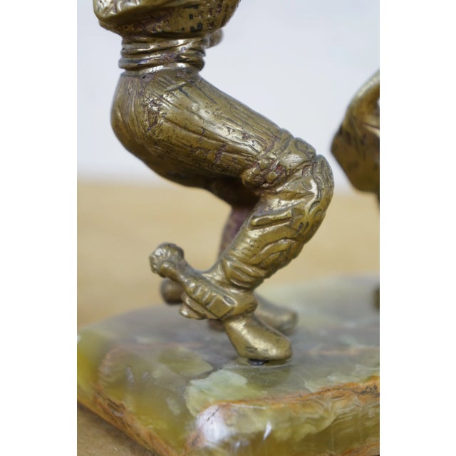 Vintage Mexican Folk Art Salsa Dancers Brass Figurine Sculpture Onyx Base 7" For Sale - Image 10 of 12