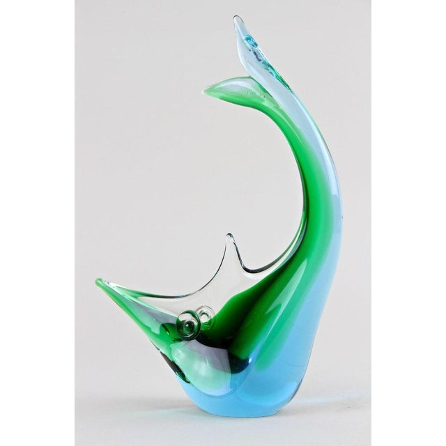 Blue Mid-Century Murano Glass Fish Sculpture in Blue and Green Tones, Italy, 1970 For Sale - Image 8 of 18