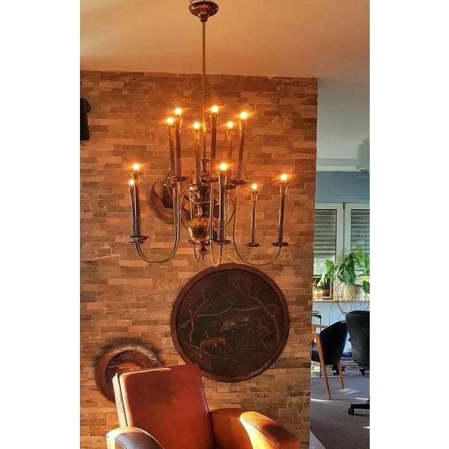 1950s Mid-Century Italian Brass Chandelier, 1950s For Sale - Image 5 of 18