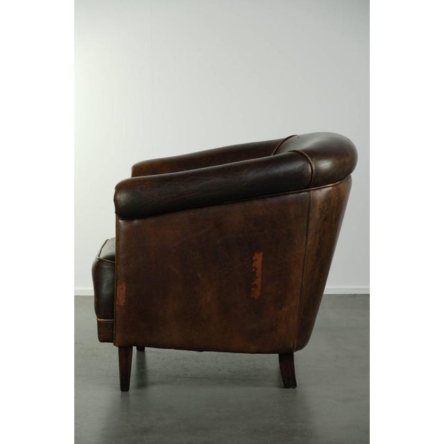 1990s Vintage Dark Sheepskin Club Armchair For Sale - Image 5 of 13