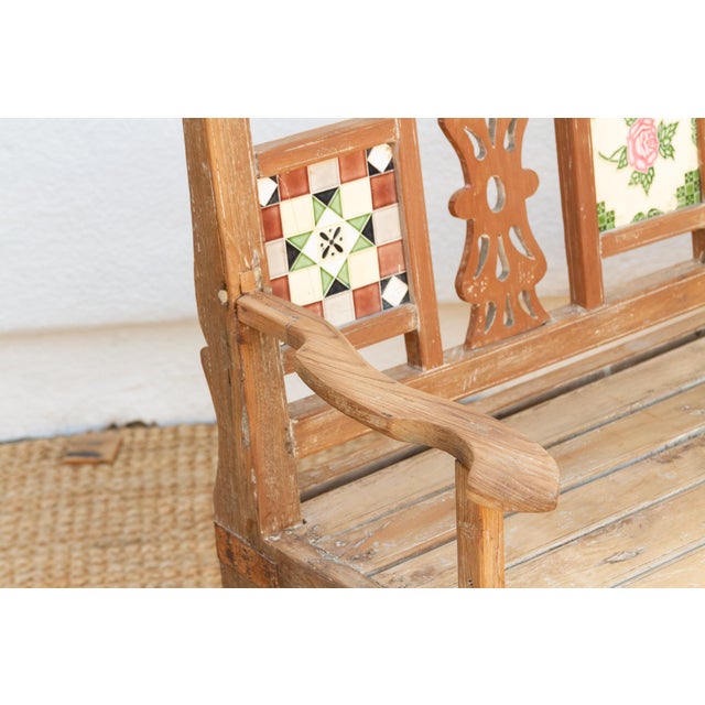 Brown Antique Indian Raj Teak Bench For Sale - Image 8 of 14