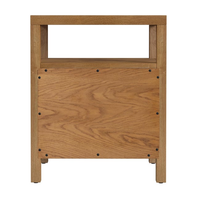 Nora 21 in. W Rectangular Wood 2 Drawer Nightstand with Open Shelf, Light Natural For Sale In Chicago - Image 6 of 8
