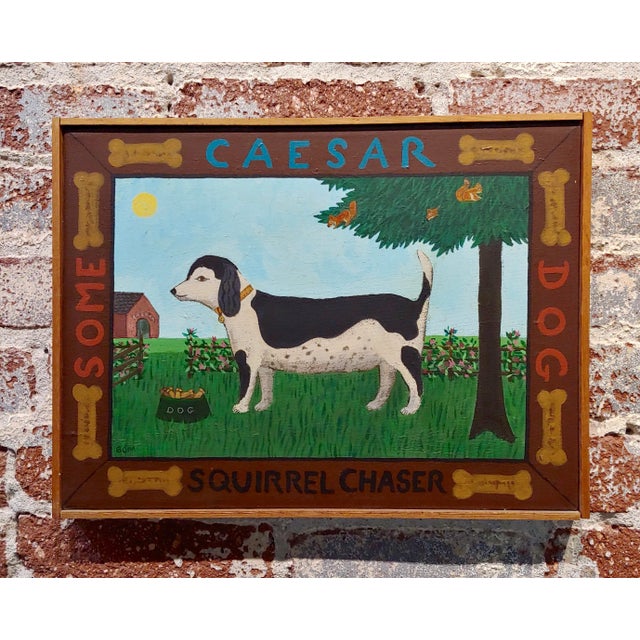 Brown Barbara Chipman Moment -Caesar the Jack Russel Dog -Naive Oil Painting For Sale - Image 8 of 8