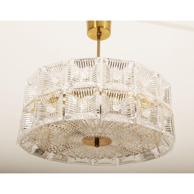 Brass and Crystal Chandelier by Carl Fagerlund for Orrefors, 1960s For Sale - Image 9 of 16