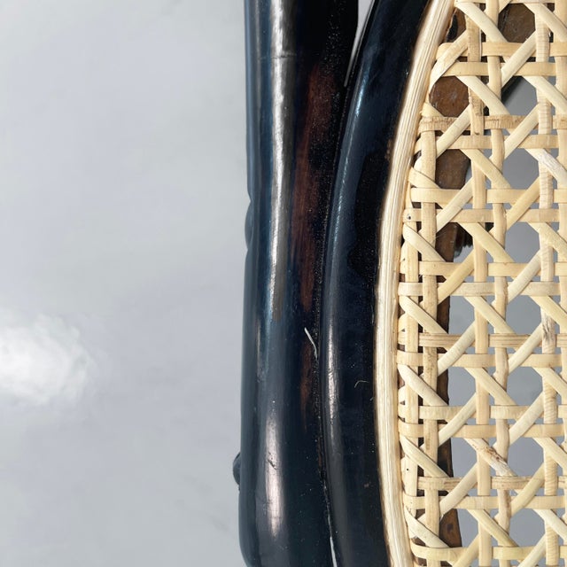 Italian Modern Chairs in Straw and Black Wood, 1970s, Set of 8 For Sale - Image 13 of 18