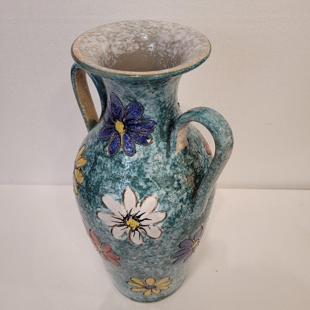 Ceramic Daisies Vase, Italy, 1970s For Sale - Image 9 of 18