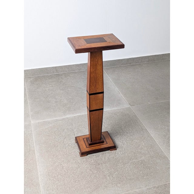Art Deco Wooden Pedestal Column with Geometric Marquetry, France, 1920s For Sale - Image 17 of 18