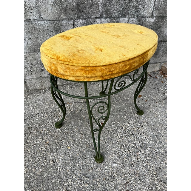 Mid-Century Modern Wrought Iron Vanity Stool. Circa 1960s For Sale - Image 14 of 18