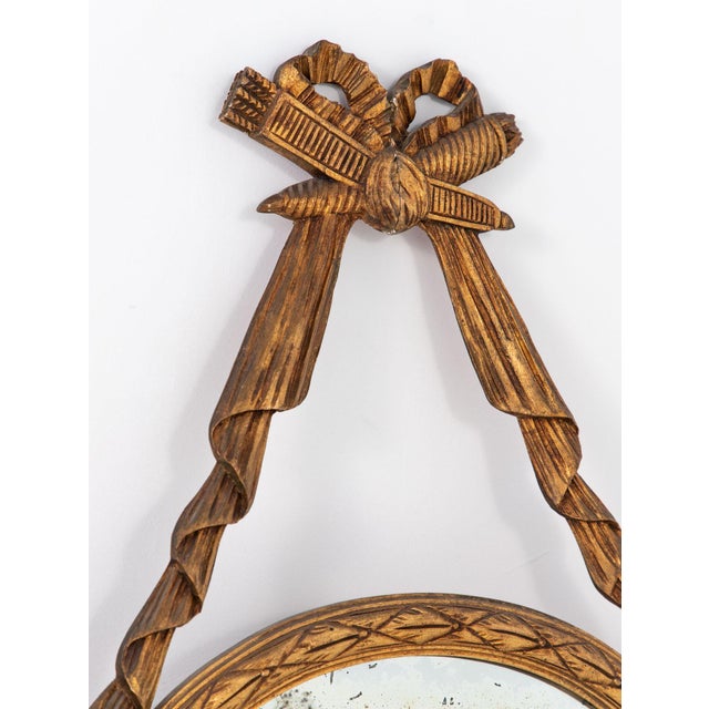 Louis XVI-style Oval Mirror With Carved Wood Frames, France Mid 20th C. For Sale - Image 4 of 12