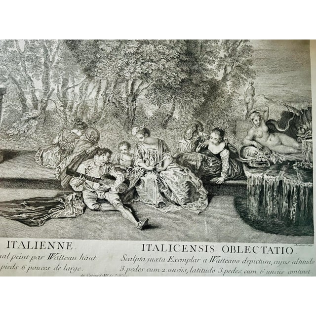 Jean-Antoine Watteau Original Print “Italian Recreation” Etching and Engraving on Laid Paper For Sale In Washington DC - Image 6 of 12