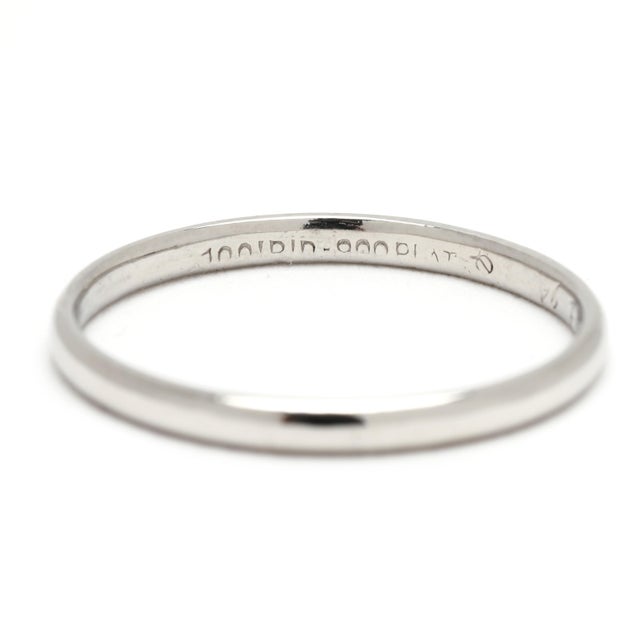 Antique Art Deco Thin Plain Band, Platinum, Ring Size 5.5, Stackable For Sale - Image 4 of 7