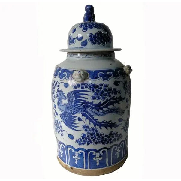 Blue and White Phoenix Porcelain Ginger Jar For Sale - Image 9 of 9