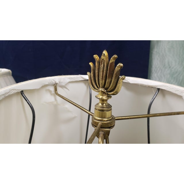 Early 21st Century Pair of Brass Colored Stiffel Bulbous Shape Table Lamps With Weighted Bases For Sale - Image 5 of 12
