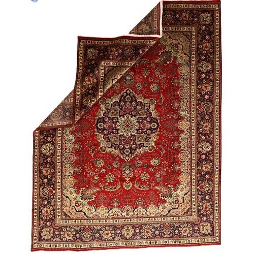 Hand-knotted Tabriz Oriental rug | Knot density: 225 La (approx. 225.000 / m²) | Material: Wool & Cotton | Size: 389 x 304...