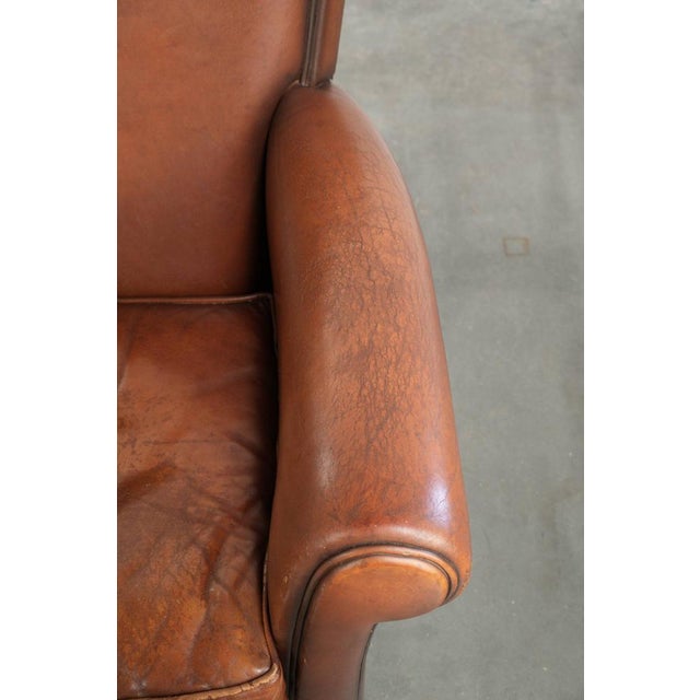 Brown Club Chair in Sheepskin Leather For Sale - Image 8 of 14