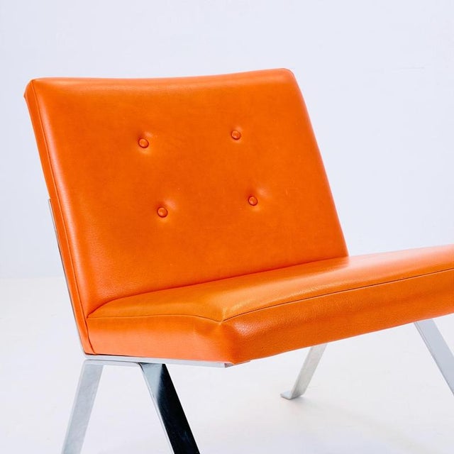 Orange Mid-Century Modern Lounge Chair in Leather by Hans Eichenberger for Girsberger, 1960s For Sale - Image 8 of 18