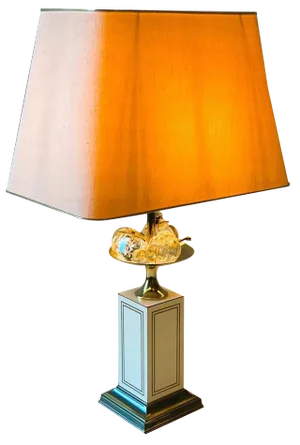 Hollywood Regency Table Lamp with Crystal Fruit with Brass Details, 1970s