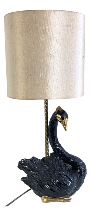 Sculpable Ceramic Table Lamp with Swan by Ceramiche Zanotto, Bassano, 1960s