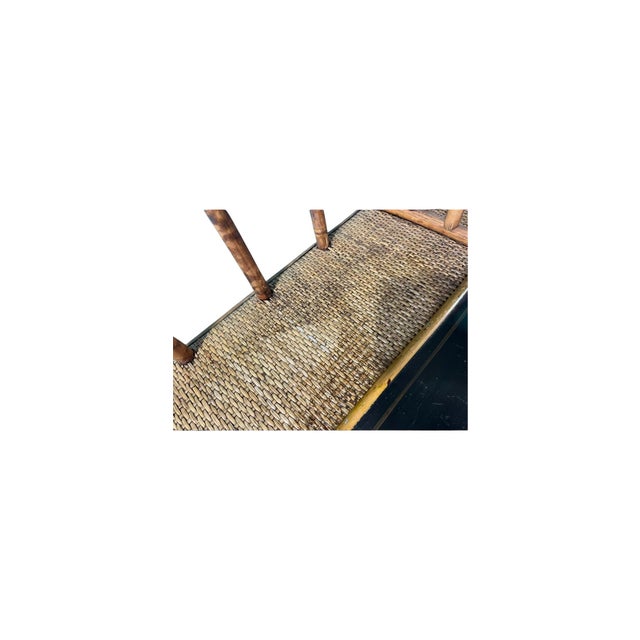 Vintage Chinoiserie, Burnt Bamboo and Rattan Desk and Chair in the British Colonial Style Chair Dimensions: 39 3/4” H X 17 1/4” Seat H , Seat D/ W 17” For Sale - Image 9 of 12