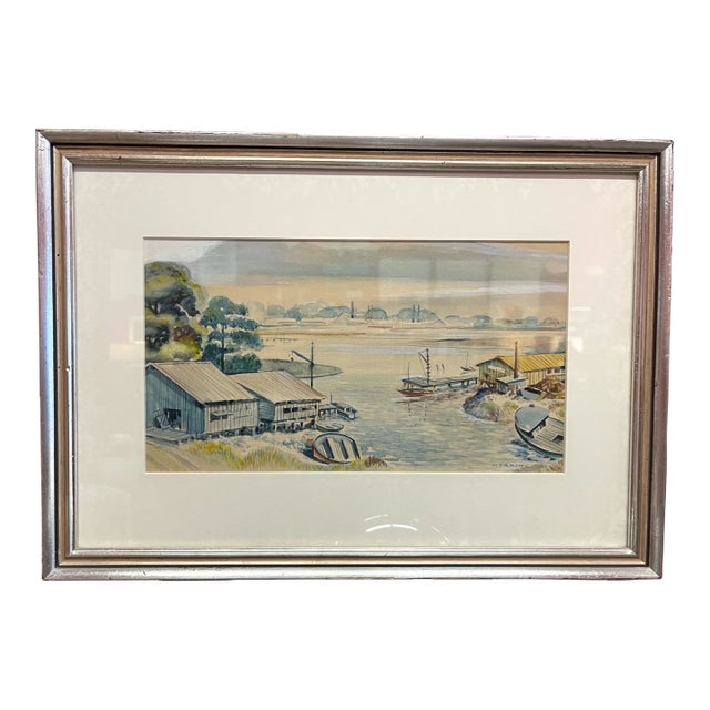 Sam Norkin Coastal Watercolor, Mid-Late 20th C. For Sale