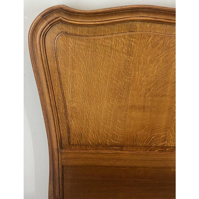 Vintage French Louis XVI Style Oak Double Bed Frame with Carved Headboard For Sale - Image 9 of 11