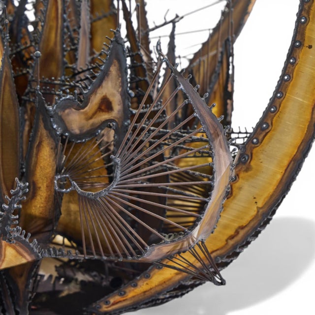 Mid 20th Century Silas Seandel Style Brutalist Mid Century Illuminated Sculptured Metal Coffee Table For Sale - Image 5 of 5