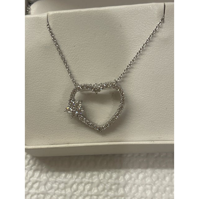 top grade cubic zirconia HEART PENDANT IN STERLING SILVER 16" long