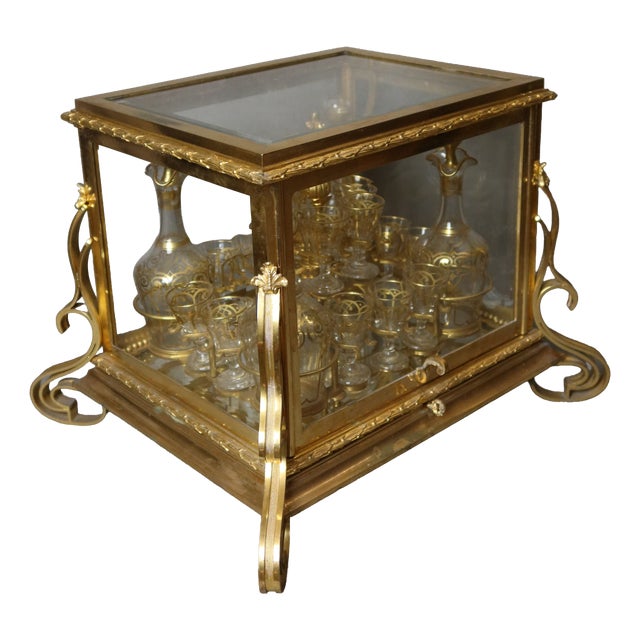 Gilt Bronze Liquor Cabinet Set, Set of 18 For Sale