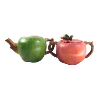 1970s Sakura Apple Orchard Figural Sugar Bowl and Creamer For Sale