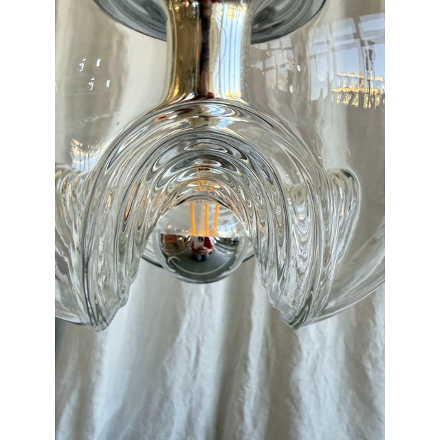 Silver Space Age Glass Futura Biomorphic Pendant Light by Koch & Lowy for Peill & Putzler, Germany, 1970s For Sale - Image 8 of 15