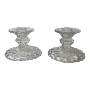 Vintage Fostoria Colony Pressed Glass Candle Holders – a Pair