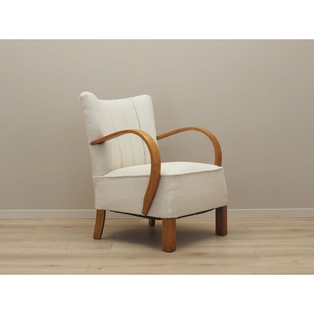 Cream Vintage Art Deco Oak Chair, 1950s For Sale - Image 8 of 17