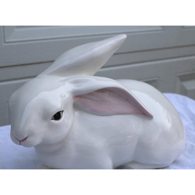 Late 20th Century Large Italian Ceramic White Bunny Rabbit Statue for Intrada For Sale - Image 5 of 13