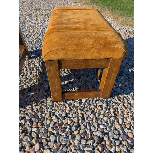 1970 Drexel Heritage Suede Ottomans/Stools-Pair. For Sale In Dallas - Image 6 of 12