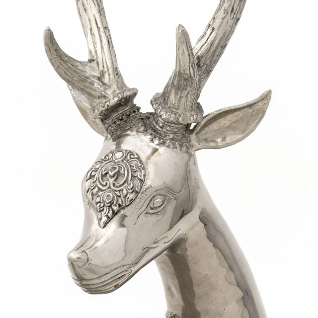 Thai Recumbent Deer Nickel Plate Sculpture For Sale In New York - Image 6 of 9