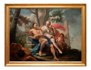 Hercules and Omphale - Oil Painting On Canvas - 18th-Century