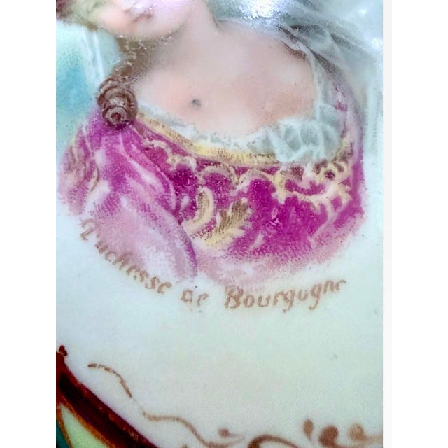 Antique Austrian Bohemian Porcelain Portrait Vase, Duchesse De Bourgogne, C. 1900 For Sale - Image 12 of 12